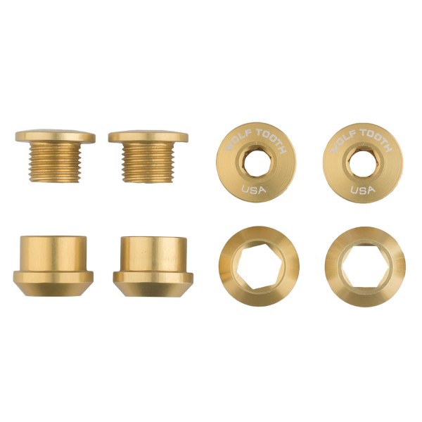 Wolftooth Kit viti e dadi corone 4pz 6mm M8x0,75. - Oro