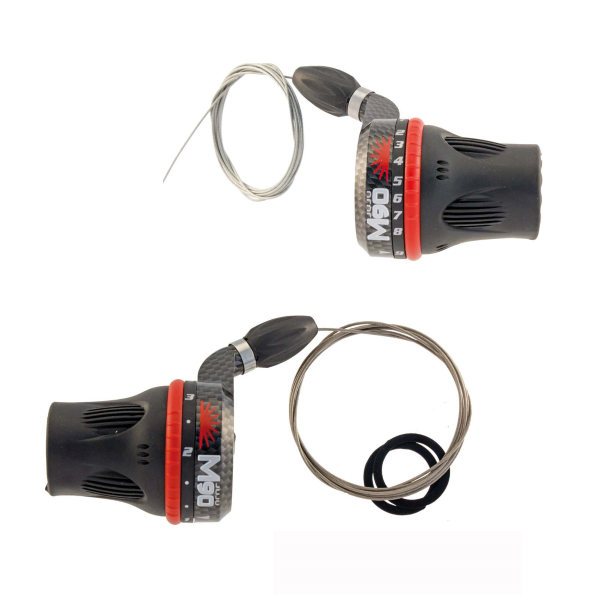 Sunrace Coppia comandi cambio GRIP SHIFT M90 COMPATIBILE SHIMANO - 3 x 9v, collarino, senza display, nero rosso