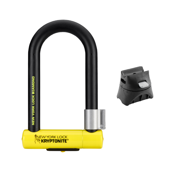 Kryptonite Lucchetto U-Lock NEW YORK DIAMOND STANDARD con supporto Flex-Frame - nero giallo