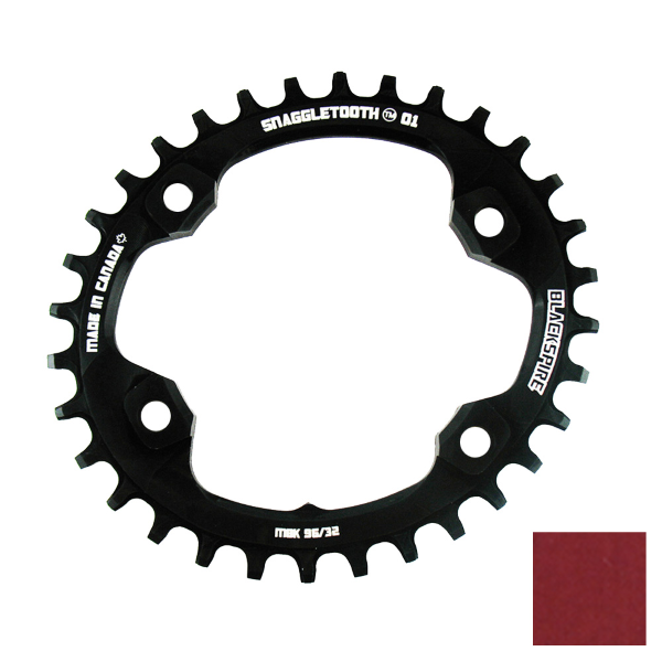 BlackSpire Corona ovale SNAGGLETOOTH SHIMANO M8000 M7000 BCD 96 MM ASIMMETRICO 4-FORI 1 X 11/12V - 30 denti, rosso