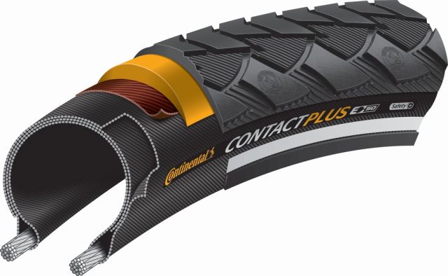 CONTINENTAL Continental Copertone Conti Contact Plus Reflex - 24x1.75" 47-507 nero riflett.