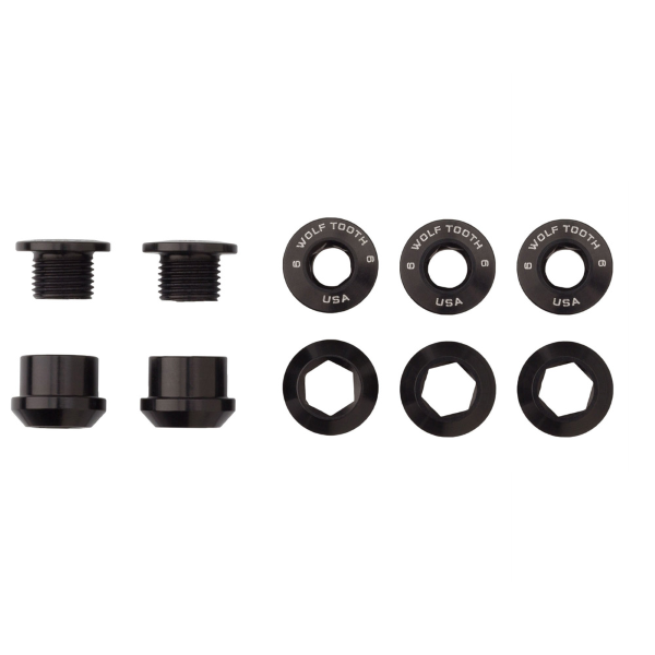 Wolftooth Kit viti e dadi corone 5pz 6mm M8x0,75. - Nero