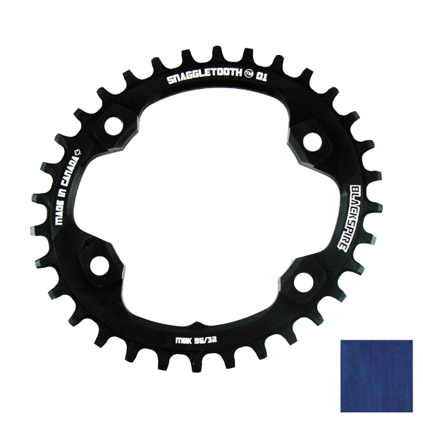 BlackSpire Corona ovale SNAGGLETOOTH SHIMANO M8000 M7000 BCD 96 MM ASIMMETRICO 4-FORI 1 X 11/12V - 32 denti, blu