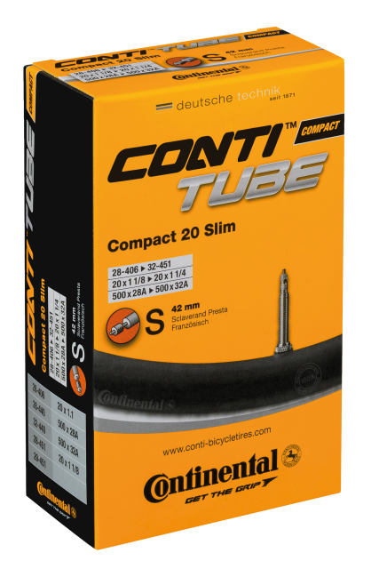 CONTINENTAL Continental Camera d'aria Conti Compact 20 Slim RE - 20x1 1/8-1 1/4"28/32-406/451 VP 42mm
