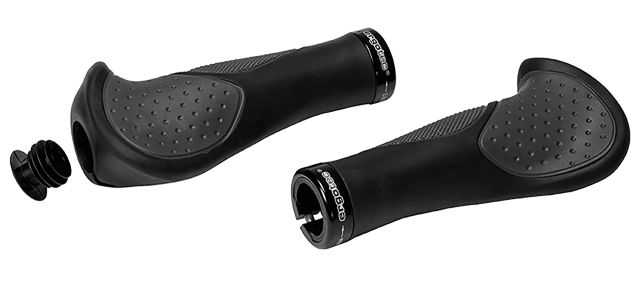 Humpert Humpert Manopole Ergotec Frisco 2 Silicone - 140mm, Ø 22mm, nero/grigio, silicone