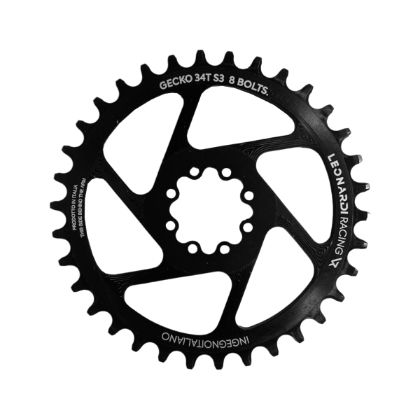 Leonardi Racing CORONA GECKO SRAM 8 FORI 1X 11/12V OFFSET 3 MM - 34 DENTI, NERO