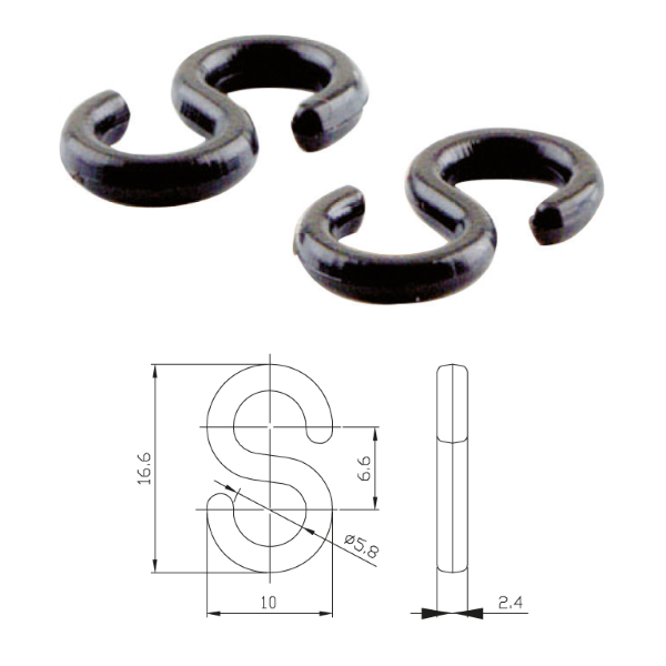 ALLIGATOR FERMAGUAINA TIPO S - 50 pz, plastica, nero