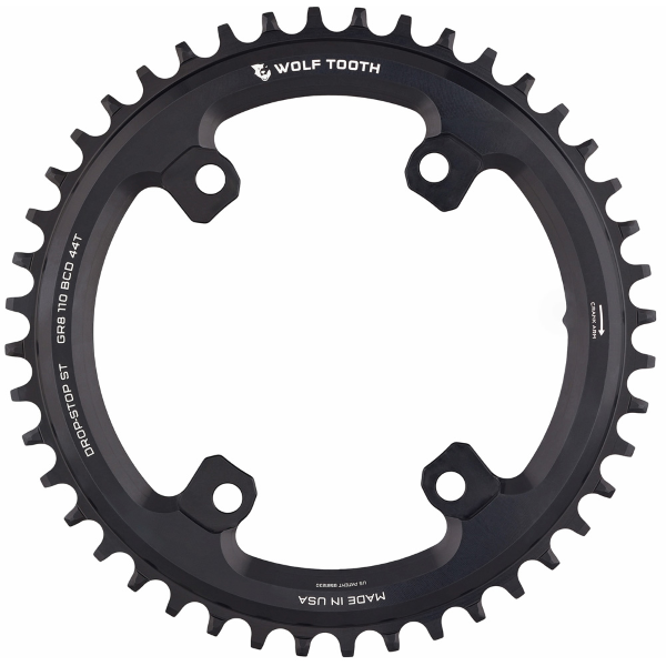 Wolftooth Corona BCD 110 mm 4 FORI 1X GRX SH12V - 44 denti, nero, DROP-STOP ST (compatibile solo con catene SH12 E KMC 12V)
