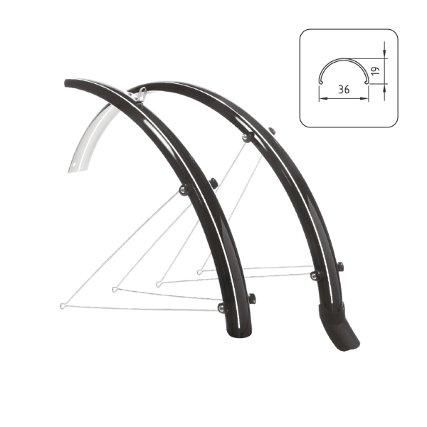 Wag Kit parafanghi POLICARBONATO CON PARASPRUZZO - 28 X 36 mm, nero