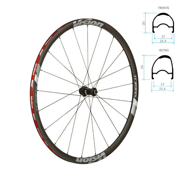 Vision Coppia ruote TRIMAX 25 c17 tubeless ready Disc 28/700C B1 - SH11/HG, Center Lock