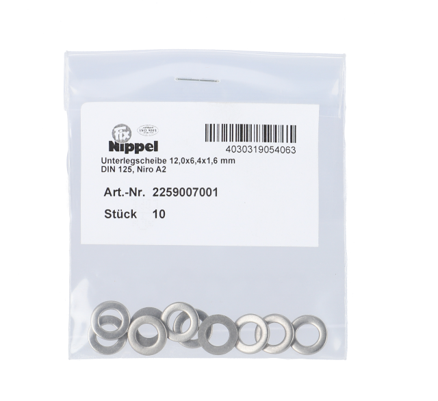 Bike-Parts Bike-Parts Rondella 6 mm - 10pz.sacc.acciaio inox12,5 x 6,4 x 1,6mm