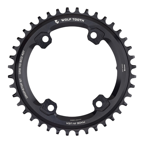 Wolftooth Corona BCD 110 mm 4 FORI 1X GRX SH12V - 36 denti, nero, DROP-STOP ST (compatibile solo con catene SH12 E KMC 12V)