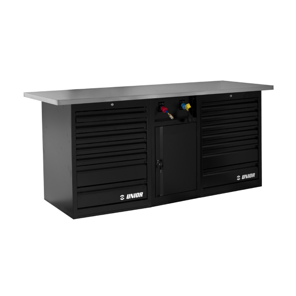 Unior Banco lavoro vuoto fronte completo TECH BENCH 990TB3 con due cassettiere e power support senza schienale e luci - 2 m