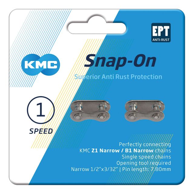 KMC KMC Maglia di chiusura SnapOn KMC Narrow EPT - 2 pz., 1/2"x3/32", 7,3mm, EPT, arg
